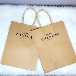 (2l Coach Tan Paper Shopping Bags